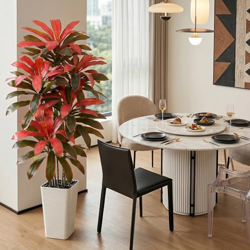 Artificial Dracaena Tree (Burgundy – White Pot / 5FT)