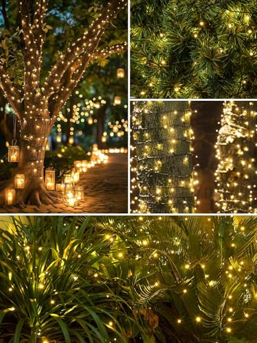 Solar String Lights Outdoor 4 Pack 400 LED 132FT Christmas Light Warm White (Warm White / 4 Pack)