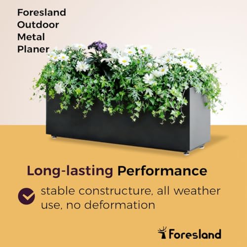 Outdoor Metal Planter Box 40Wx12Dx16H (40Wx12Dx16H / Black)