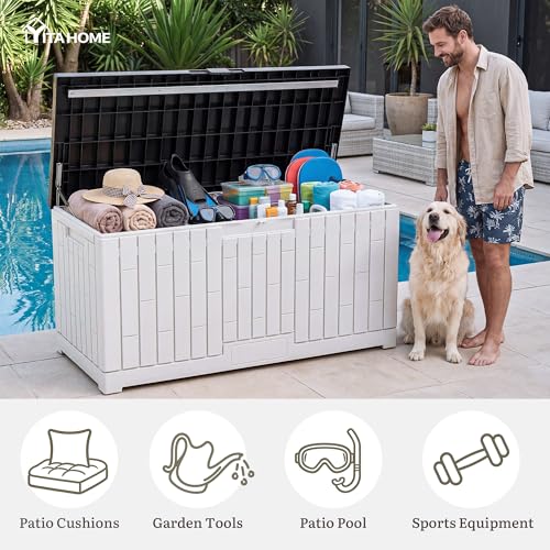 120 Gallon Outdoor Storage Deck Box (Deck Box / 120 Gallon / Black&White)