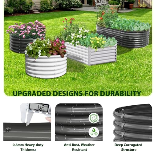 Anleolife 12x3x1.5ft Oval Galvanized Raised Garden Bed