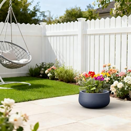 Charcoal Concrete Planter 16" Dia All (Dark Gray / 15.7"w)