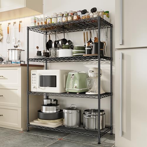 Heavy Duty 4 Tier 620LBS Storage Rack (Black-35.6"Wx16"Dx54"H（2P）)