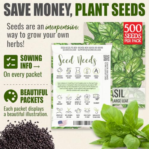 Italian Basil Seeds to Plant Heirloom Non (5 Packs)