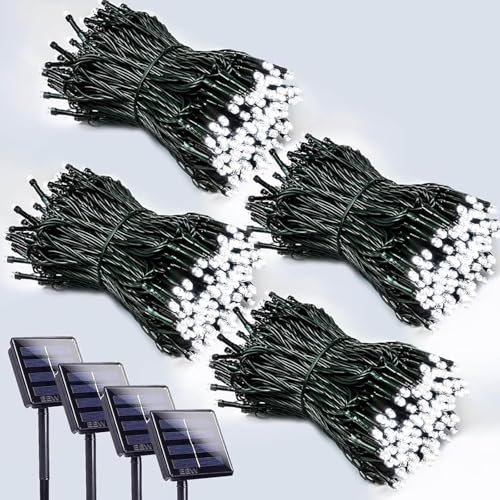 Solar String Lights Outdoor 4 Pack 400 LED 132FT Christmas Light Cool White (Cool White / 4 Pack)