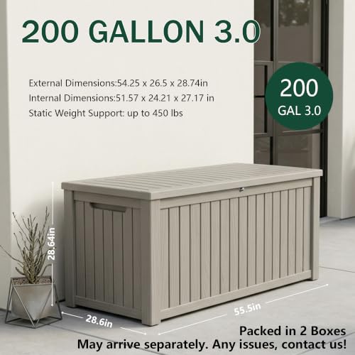 Outdoor Storage Box (Grey / 200 Gallon 3.0)