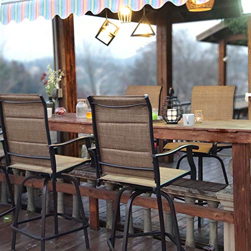 Outdoor Swivel Bar Stools Set of 6 (Padded Brown / 6 Piece)