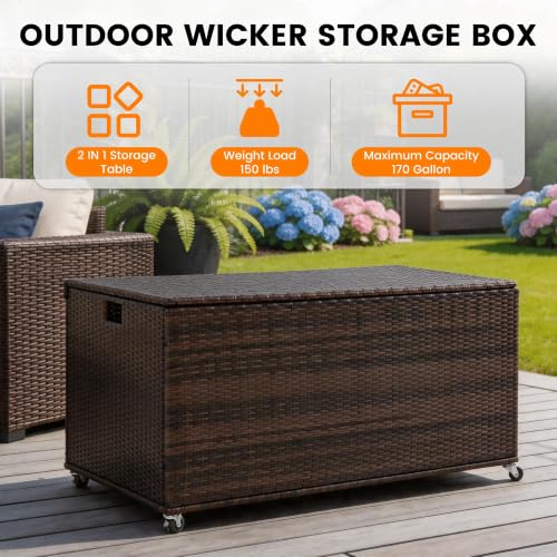 Sundale 70 Gallon Oudoor Deck Box (Brown / 70 Gallon)