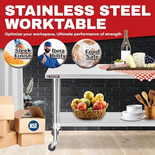 24x48 NSF Stainless Steel Cart Work Table (24" x 48" / Table Cart with Casters)