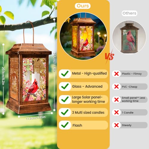 2 Pack Cardinal Solar Lanterns Outdoor Waterproof (Cardinal / 11.6*8.2inch)