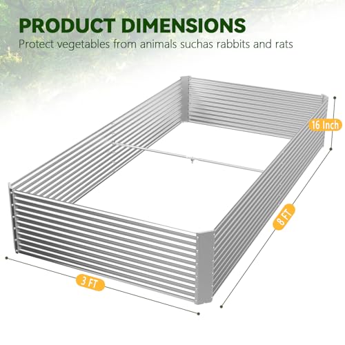 2 Pack Tall 8FT Raised Beds for Gardening (8x3FTx16Inch)