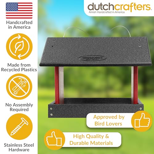 Poly Hanging Hopper Bird Feeder (Black & Red / Hanging)