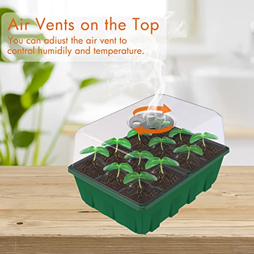 10 Pack Seed Starter Trays with Dome and Green Base 120 Cell (12-Cell Black 10-Pack)