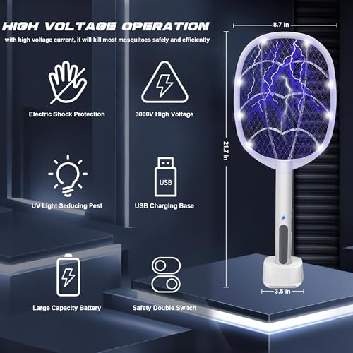 3 Packs Electric Fly Swatter Rackets (White-3 packs)