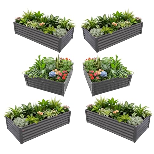 Anleolife 6 Bed 6x3ft Rectangle & 4x4ft Square Raised Bed (Set of 6 / Bower-grey)