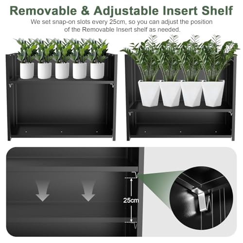 Metal Planter Box for Outdoor Plants 38" L x 13" W x 30" H (Black / 38" L x 13" W x 30")