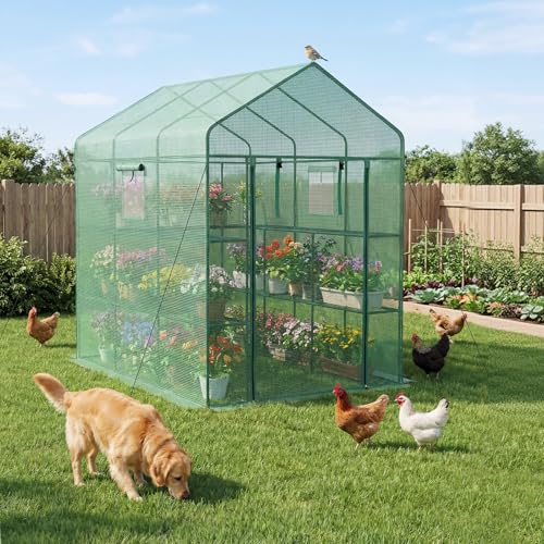 Walk in Greenhouse (Green / 4.5x6.8x6.4 ft)
