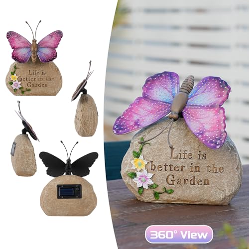 Solar LED Butterfly Garden Statue with Sparkling Light (Purple)