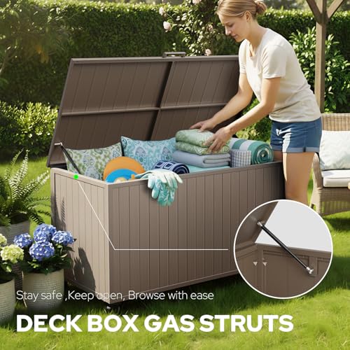 150 Gallon Outdoor Storage Box with Wheels (150 Gallon / Brown)