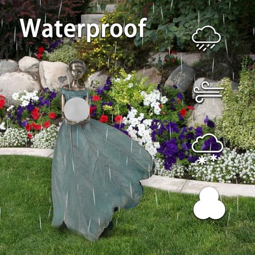 Solar Fairy Garden Statue 22 Inch Resin Garden Decor (Hold Ball)