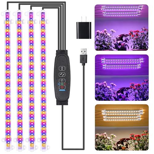 Four Strip Growing Lamp for Indoor Plants (Red+Blue+Yellow / 13Inch 4 Head 1 Pack)