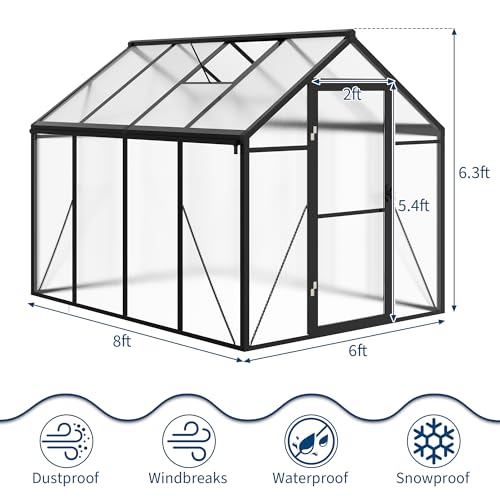 6 x 8 FT Greenhouse (Black / 6x8FT)