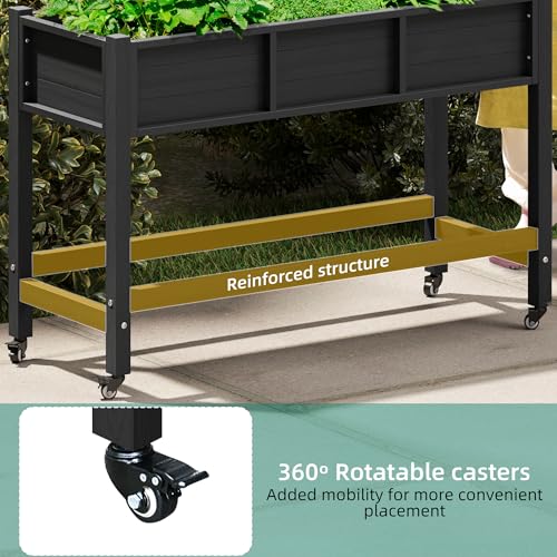 Raised Garden Bed HDPE 2PCS (47x18x31in-2pcs / Black)