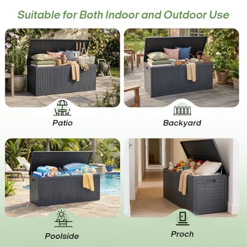 370 Gallon Extra Large Deck Box (Black / 370 Gal(Resin))