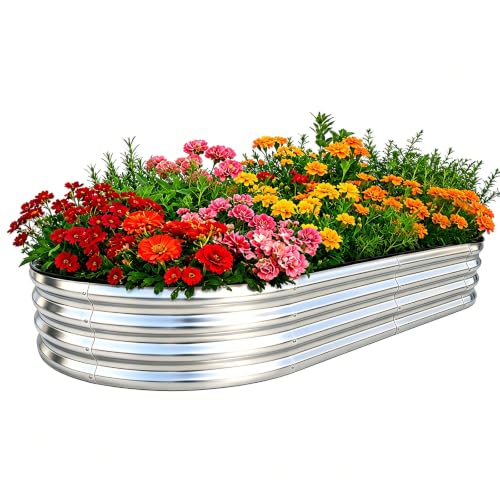 Galvanized Raised Garden Beds Outdoor (Silver / 8 x 4 x 1 ft)