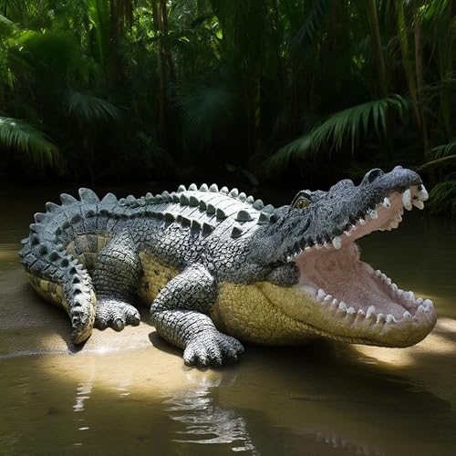 13" Real Crocodile Statue (Multicolor)