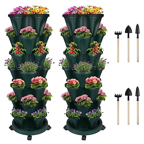 Stackable Planter (Dark Green / 7Tier-2 Pack)