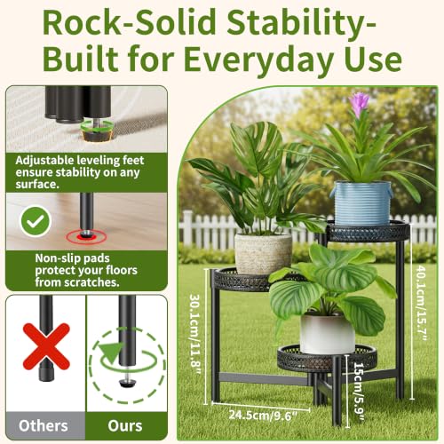 Metal Plant Stand Indoor Outdoor (BlackWave / 3-tiers)