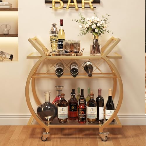 Gold Bar Cart with Glass (Gold)