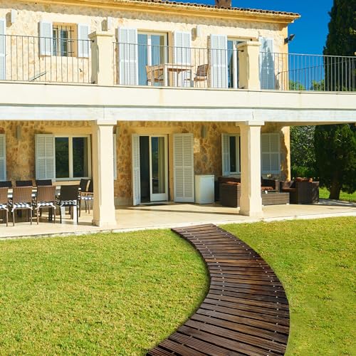 7' Wooden Garden Pathway (7ft (L) x 22in (W) / Brown-curved)