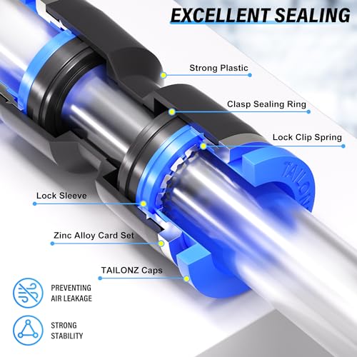 TAILONZ 1 8" Push to Connect Fitting Splitters+Elbows+Tees+Straight 40Pcs