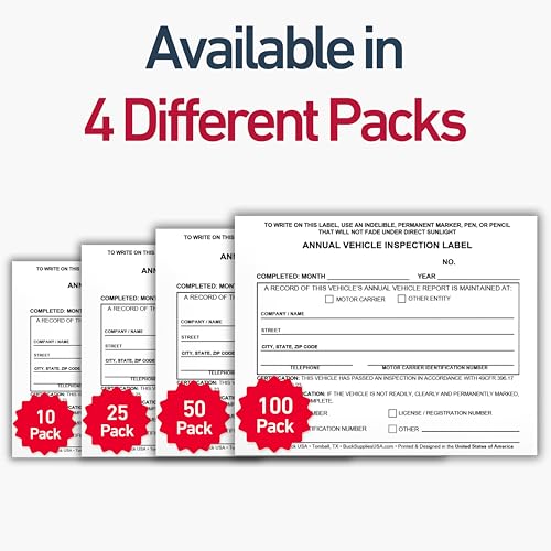 50 Pack Buck Annual Vehicle Inspection Label