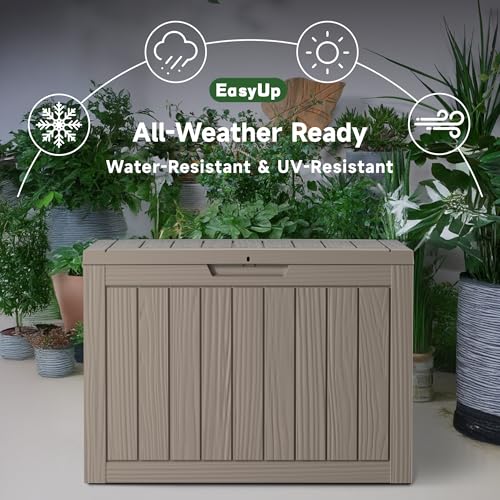 55 Gal Waterproof Outdoor Storage Box UV Resistant Deck Box (Black / 57 Gallon)