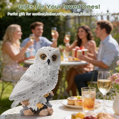 Solar Owl Garden Outdoor Statue (White-owl)