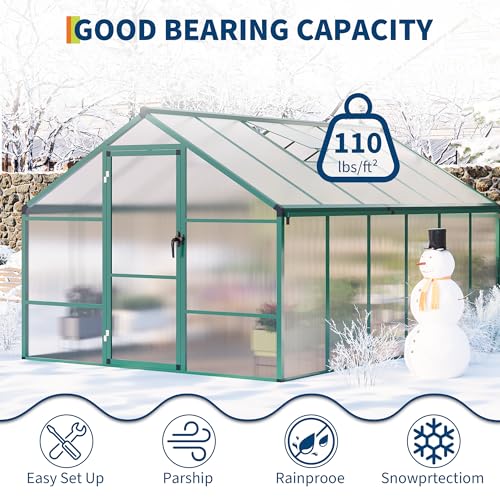 8x12 FT Greenhouse for Outdoors (Green / 8x12 FT)