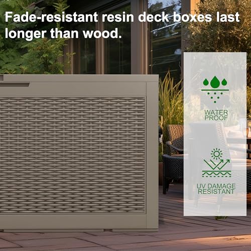 120Gal Outdoor Storage Box Waterproof Lockable Deck Box (Grey / 120Gal)
