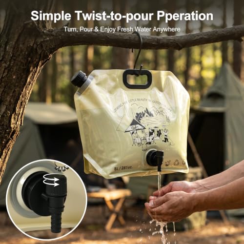 2.1 Gallon Collapsible Water Container with Spout (Beige / 268.8 Ounces)