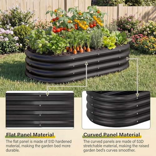 2 Pcs 6ft Metal Raised Garden Bed (6×3×1ft(2pcs） / 2-grey)