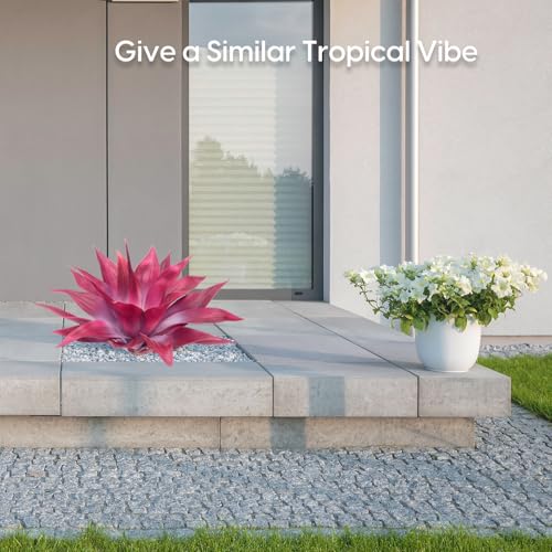 Fake Agave Plant Outdoor (Red White / 22 Inches)
