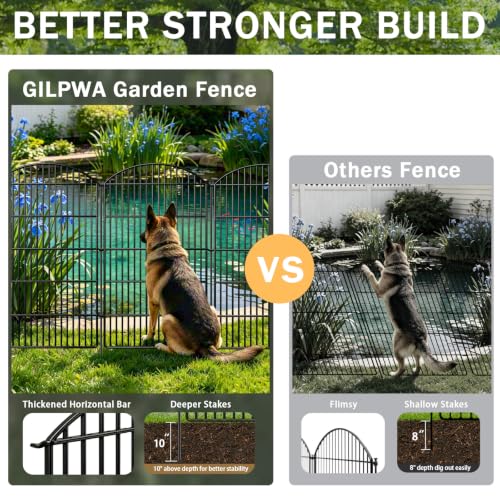 10 Panels Decorative Garden Metal Fence (48in(H) X 24ft(L))