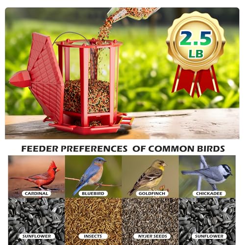 2 Pack Bird Feeders for Outdoor Hanging (Red / 2 PACK)