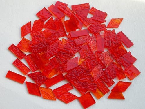 Large Textured Glass Mosaic Tiles (Fire Red)
