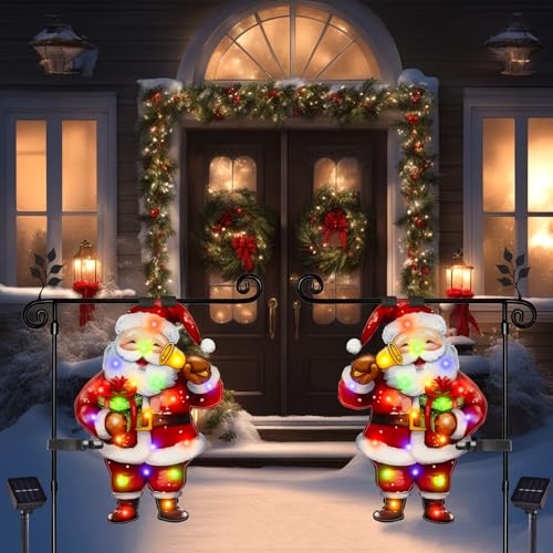 12x18 Lighted Christmas Santa Garden Flag (Santa-Colorful-12x18 / 12×18inch)