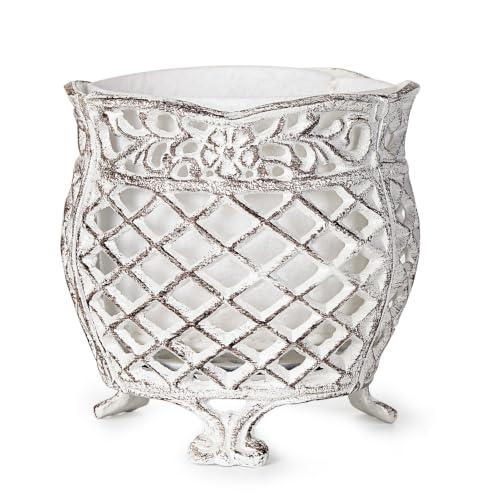 Vintage Cast Iron Urn Planter with Non (Antique White - U Shaped)