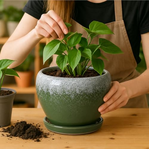 8 Inch Plant Pots (Blackish Green / 8 Inch)