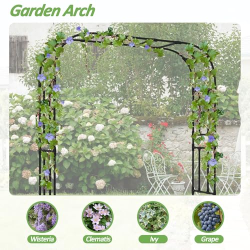 Thickened Metal Garden Arch (98（L）*94(H)*16(W)IN)